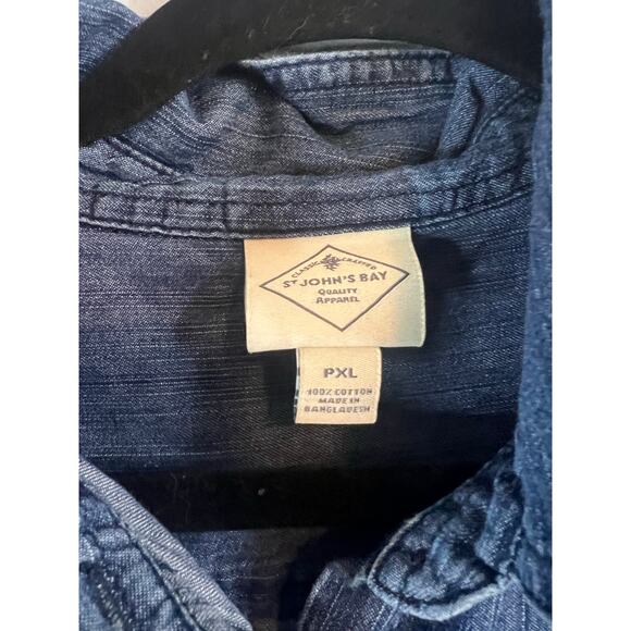 St. John Bay Womens Denim Long Sleeve Blouse Size PXL - Picture 2 of 4